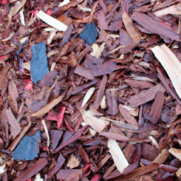 Description: A close-up of a variety of mulch options, including bark chips, wood chips, and rubber.
