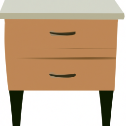 A rectangular piece of furniture with four legs, a flat top, and a drawer.