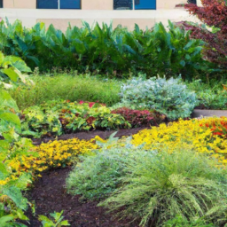 description: the image depicts a beautifully landscaped garden with vibrant flowers, well-manicured lawns, and a variety of trees and shrubs. the garden exudes a sense of tranquility and showcases the expertise and attention to detail provided by siteone landscape supply. the image captures the essence of a well-designed outdoor space that homeowners and businesses aspire to achieve.