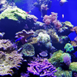 description: an underwater scene showing a diverse array of colorful corals.