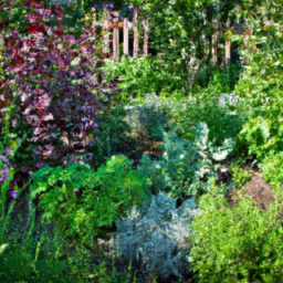 description: an anonymous image shows a lush garden filled with vibrant and diverse plants, showcasing the beauty and abundance that regenerative gardening can bring to a home.