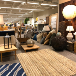 A picture of the interior of a Dillard's store, showing the wide selection of home decor items available. The image shows furniture, rugs, lamps, wall art, and more.